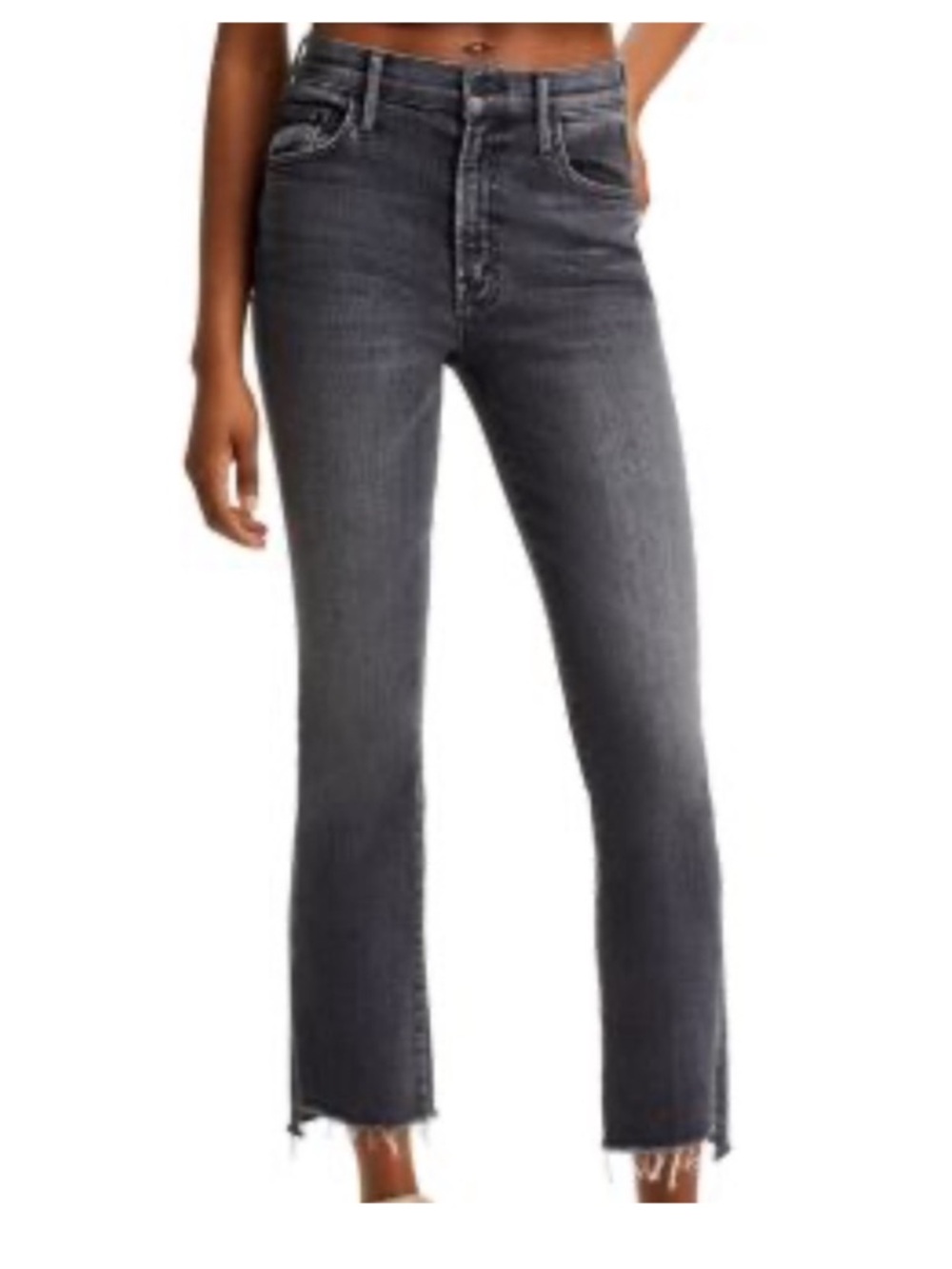 MOTHER Women's The Insider Crop Step Fray High Rise Jeans Black Size 26